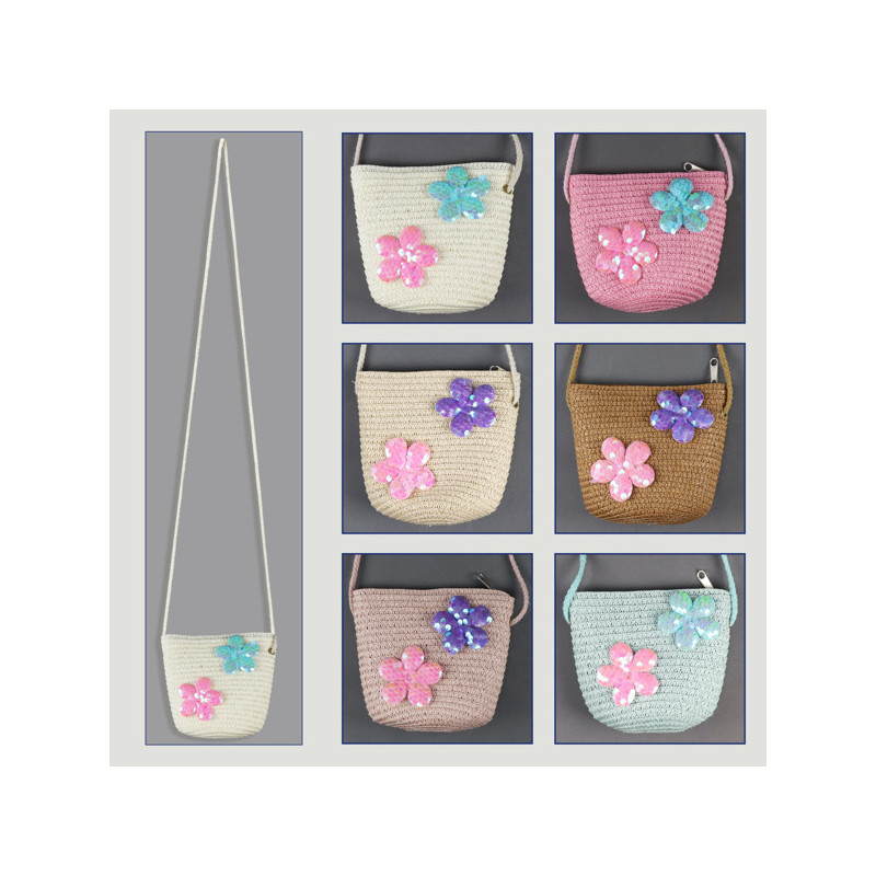 Gancho 09 – Bolso niña, colores surtidos. 100% Fibra de papel. Mod. Flor Gancho 09 – Bolso niña, colores surtidos. 100% Fibra de papel. Mod. Flor