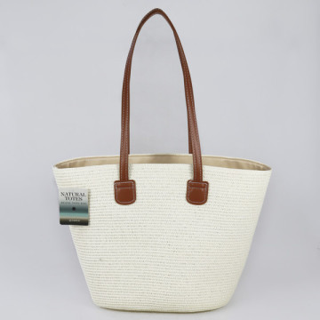 Bolsa em vime com alça em pele sintética. 40x30x15 cm. aprox. Sortimento