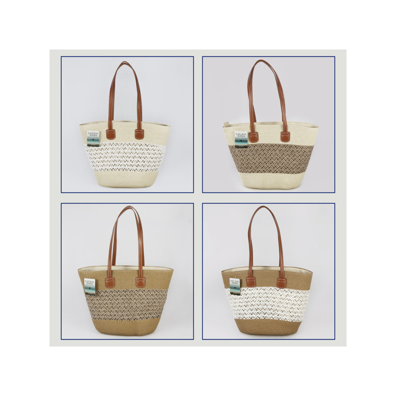 Sac de plage 100% Fibre de papier avec anse en similicuir Sac de plage 100% Fibre de papier avec anse en similicuir