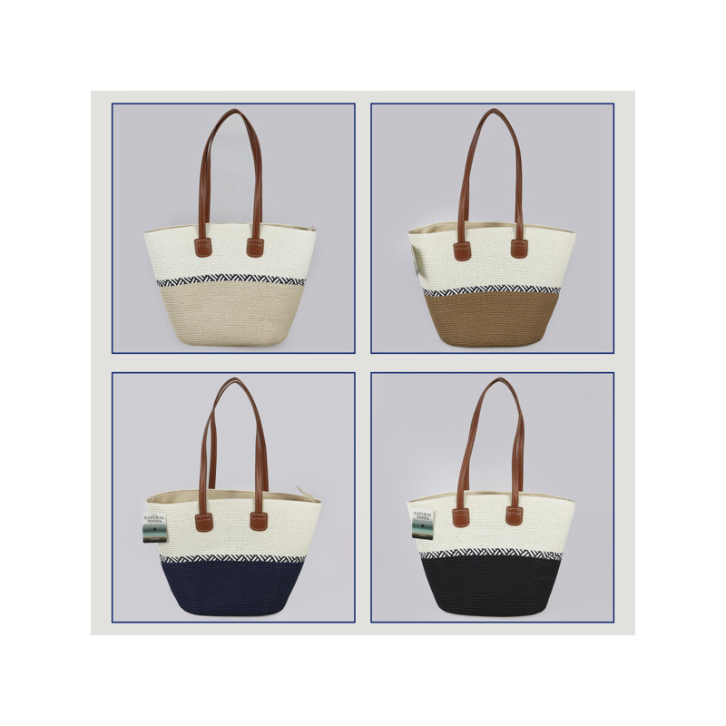 Bolsa 100% Fibra de papel con asa polipiel. 40x30x15 cm. aprox. Surtido Bolsa 100% Fibra de papel con asa polipiel. 40x30x15 cm. aprox. Surtido