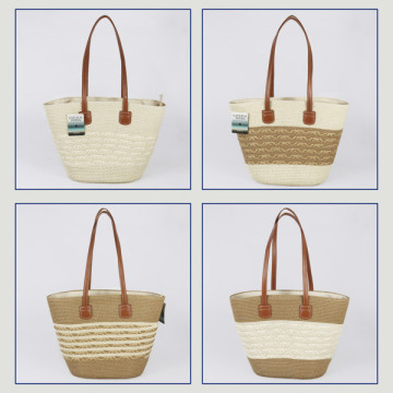 Bolsa 100% Fibra de papel con asa polipiel. 40x30x15 cm. aprox. Surtido