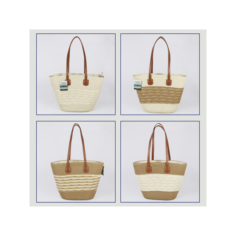 Sac de plage 100% Fibre de papier avec anse en similicuir Sac de plage 100% Fibre de papier avec anse en similicuir
