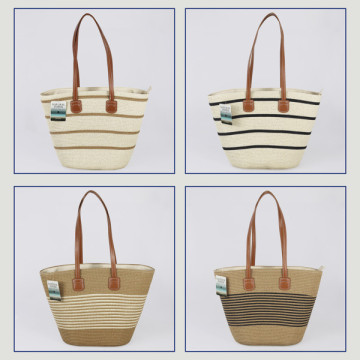 Bolsa 100% Fibra de papel con asa polipiel. 40x30x15 cm. aprox. Surtido