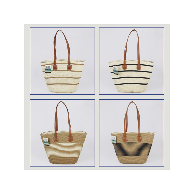 Bolsa 100% Fibra de papel con asa polipiel. 40x30x15 cm. aprox. Surtido Bolsa 100% Fibra de papel con asa polipiel. 40x30x15 cm. aprox. Surtido