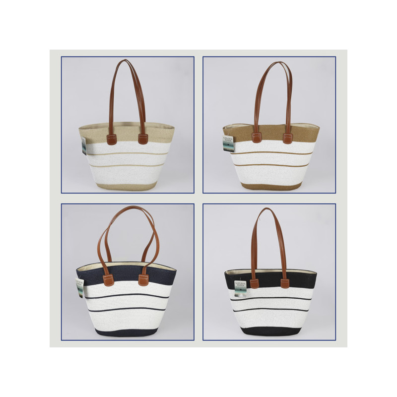Wicker bag with leatherette handle. 40x30x15 cm approx. Assorted Wicker bag with leatherette handle. 40x30x15 cm approx. Assorted