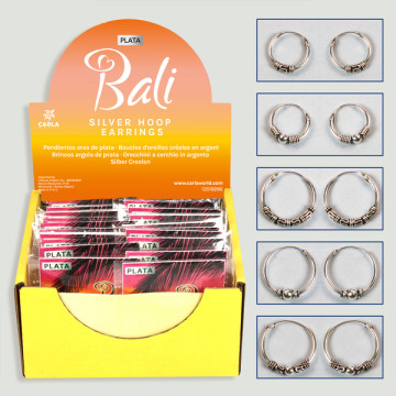 AROS BALI. Pendiente aro plata.