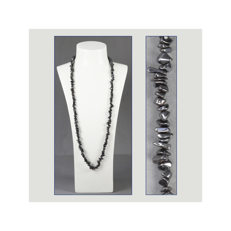 Replacement Hook 10 – Chip Necklace, approx. 90cm - Hematite Replacement Hook 10 – Chip Necklace, approx. 90cm - Hematite