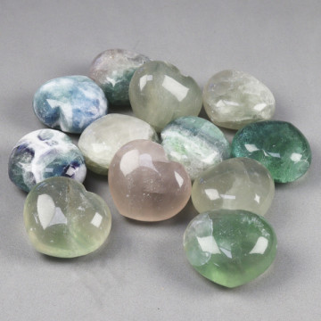 Refillable Mineral Hearts, 40x45 mm approx. Fluorite