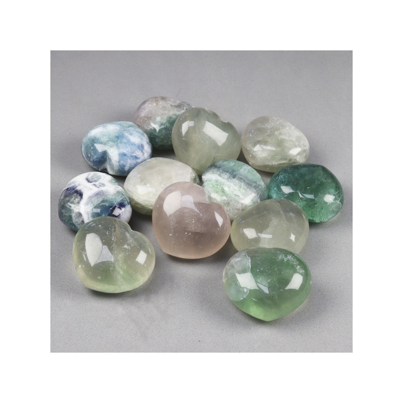Refillable Mineral Hearts, 40x45 mm approx. Fluorite Refillable Mineral Hearts, 40x45 mm approx. Fluorite