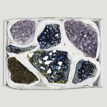 Assorted Aura Amethyst Druse. 1.7-2 kg. approx. Box 26x17 cm