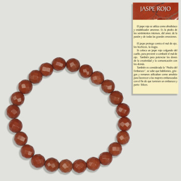 JADE ROUGE. Bracelet Élastique Boule Facettée 8mm