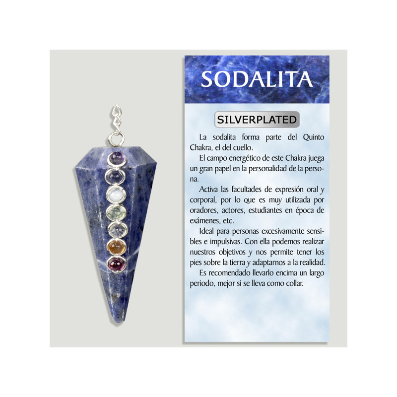SODALITA. Péndulo Facetado Con Carbujones Chakra. Silverplated SODALITA. Péndulo Facetado Con Carbujones Chakra. Silverplated