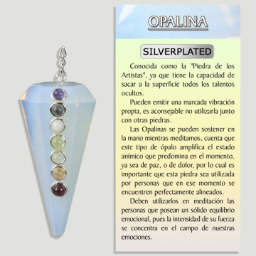 OPALINA. Péndulo Facetado Con Carbujones Chakra. Silverplated