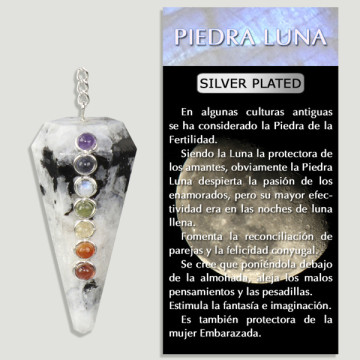 PIEDRALUNA. Péndulo Facetado Con Carbujones Chakra. Silverplated
