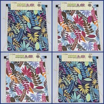 Gancho 04 – Mochila com corda. Modelo: Folhas sortidas