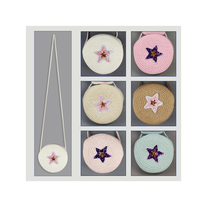 Hook 16 – Girls' bag, assorted colors. 100% paper fiber. Star Pattern Hook 16 – Girls' bag, assorted colors. 100% paper fiber. Star Pattern