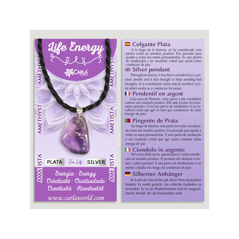 AMETHYST tumbled mineral pendant, silver. Assorted shapes AMETHYST tumbled mineral pendant, silver. Assorted shapes