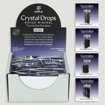 CRYSTAL DROPS Rough Tourmaline Pendant with silver setting, assorted shapes