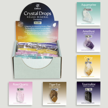 CRYSTAL DROPS  Pendente Mineral Bruto com engaste em prata, sortido