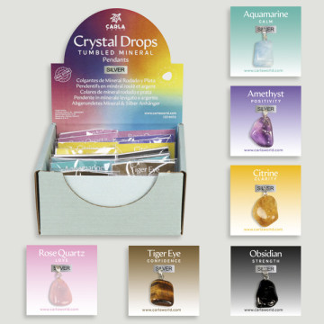 CRYSTAL DROPS Pendente Mineral Laminado com engaste em prata, sortido