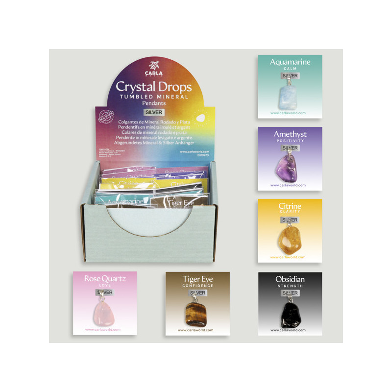 CRYSTAL DROPS Colgante de Mineral Rodado con engarce de plata, surtido CRYSTAL DROPS Colgante de Mineral Rodado con engarce de plata, surtido