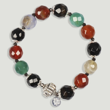FOREST Silver Bracelet. Multicolor Agate, Approx. 12 mm