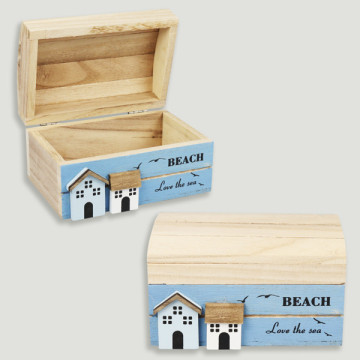 Caja madera. 13 x 8,5 x 7 cm. aprox. Modelo: Casitas