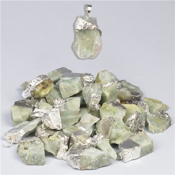 Raw Amazonite pendant, silver electroplated.