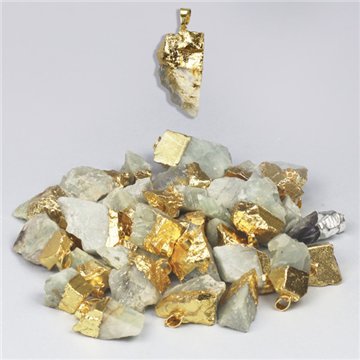 Raw Amazonite pendant, gold electroplated.