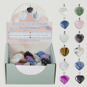 Assorted minimalist heart silver pendant display