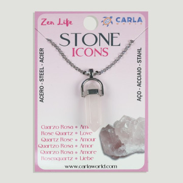STONE ICONS. Colgante Mineral Punta + Cadena Acero – 72uds