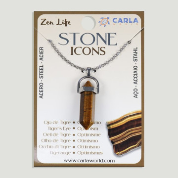 STONE ICONS. Colgante Mineral Punta + Cadena Acero – 72uds