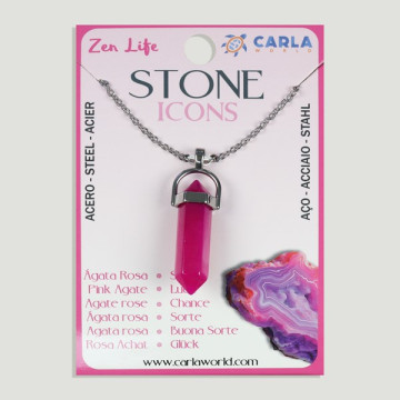 STONE ICONS. Colgante Mineral Punta + Cadena Acero – 72uds