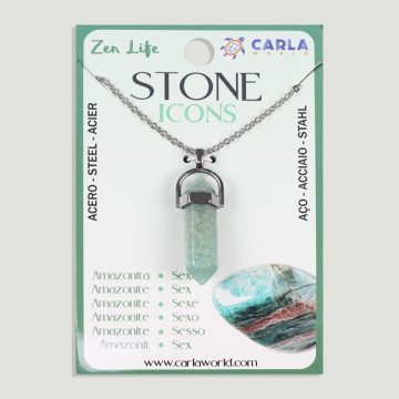 STONE ICONS. Colgante Mineral Punta + Cadena Acero – 72uds