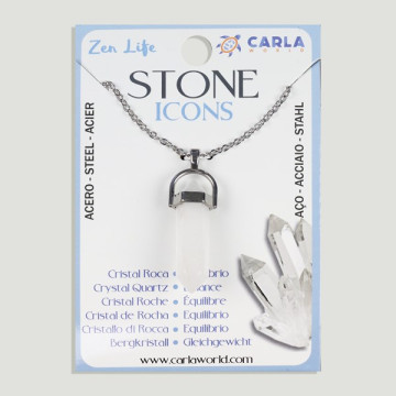 STONE ICONS. Colgante Mineral Punta + Cadena Acero – 72uds