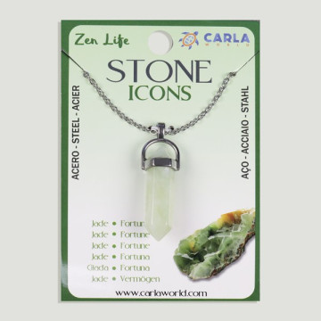 STONE ICONS. Colgante Mineral Punta + Cadena Acero – 72uds