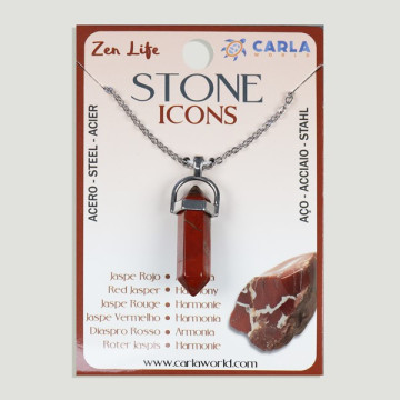 STONE ICONS. Colgante Mineral Punta + Cadena Acero – 72uds