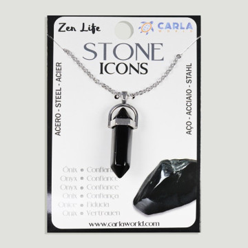 STONE ICONS. Colgante Mineral Punta + Cadena Acero – 72uds