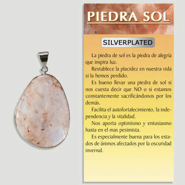 PIERRE DE SOLEIL. Pendentif plaqué argent.