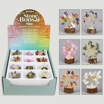 Mini Bonsaï Minéral avec socle en bois 5 x 2,5 cm. environ