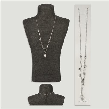 Colgante Plata Mano Fatima 9 circonitas. Cadena 50cm aprox. 