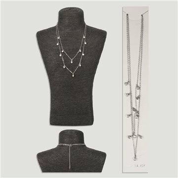 Colgante Plata 12 circonitas redondas. Cadena 45cm aprox. 