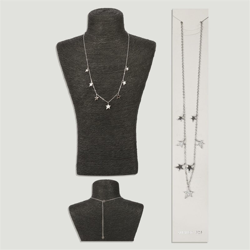 Silver pendant with 7 starfish with cubic zirconia. Chain: 45cm approx. Silver pendant with 7 starfish with cubic zirconia. Chain: 45cm approx.
