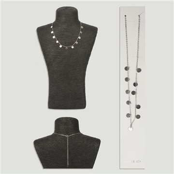 Silver pendant with 11 circles with cubic zirconia. Chain: 40cm approx.