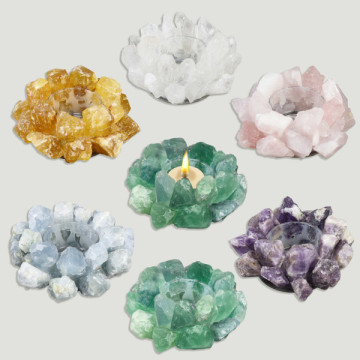 Raw mineral candle holder. Assorted colors. 6x12cm.
