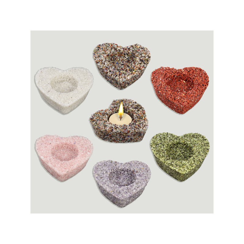 Heart candle holder. Assorted raw minerals. 9x9x3cm. Heart candle holder. Assorted raw minerals. 9x9x3cm.