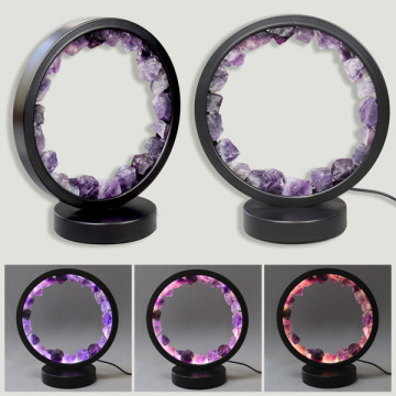 Lampe sphère. Minéral brut. LED USB. 18x20cm