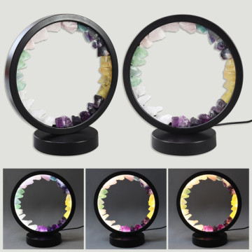 Sphere lamp. Raw minerals/agate slabs. USB LED. 18x20cm