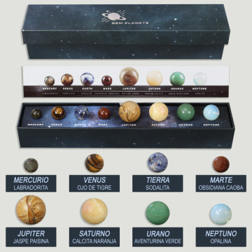 Planetas. 8 bolas minerales surtidos en caja. 5x25cm