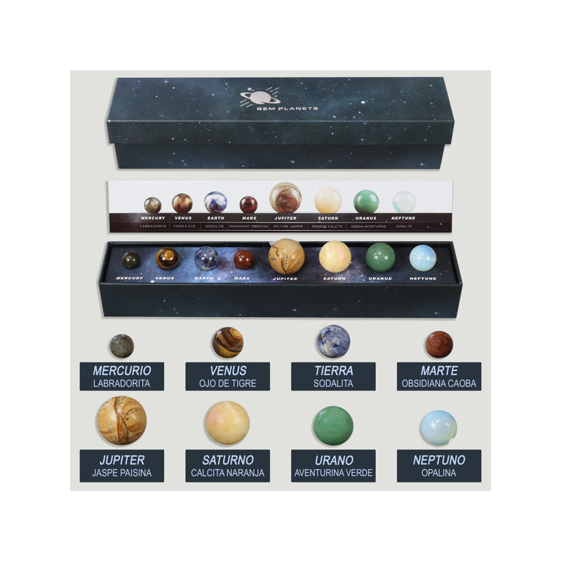 Planetas. 8 bolas minerales surtidos en caja. 5x25cm Planetas. 8 bolas minerales surtidos en caja. 5x25cm